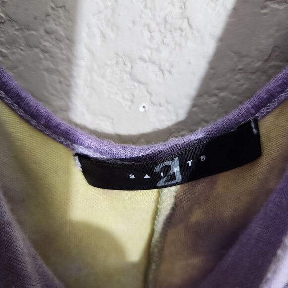 21 Saints Jumpsuit Womens Small Spaghetti Straps Tie-Dye Purple Yellow - Picture 2 of 15